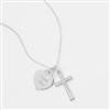 Sterling Pave Cross & Heart Necklace