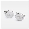 Engraved Sterling Silver Oval Cuff Links