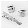 Steel Cufflinks and Tie Bar Set  