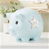 Blue Ceramic Piggy Bank Engraved