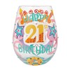 Happy 21st Birthday Stemless Wine Glass 