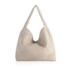 Woven Leather Hobo Bag in Stone