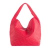 Woven Leather Hobo Bag in Red