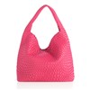 Woven Leather Hobo Bag in Magenta