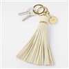 Cream Leather Tassel Keychain & Bag Tag 