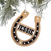 Horseshoe Ornament in Black on Tree