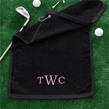 Embroidered Black Golf Towels - 11786