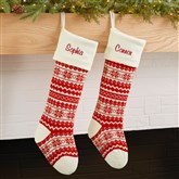 Ivory  Red Knit Stocking