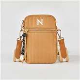 Quilted Phone Crossbody - Tan