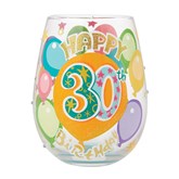 Happy 30th Stemless Glass