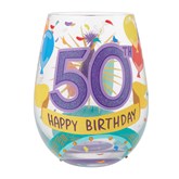 Happy 50th Stemless Glass