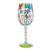 Bday Streamers Wine Glass