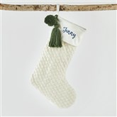 Cream  Green Tassel Stocking