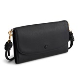 Leather Crossbody Wallet-Black