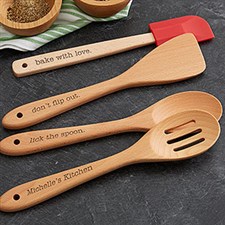 Personalized Beechwood Cooking Utensils- 4pc - 18537