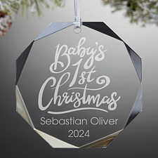 Baby's First Christmas Engraved Glass Ornament,Baby's First Christmas Engraved Glass Ornament - 19487