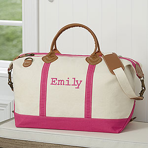 Luxurious Weekender Embroidered Canvas Duffel- Pink - 15171-P