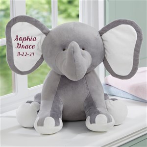 Embroidered Jumbo Plush Elephant - Grey - 15643-G