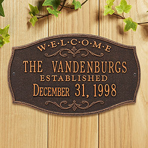 Brookfield Welcome Personalized Aluminum Plaque- Oil Rubbed Bronze - 18032D-OB