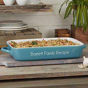 Personalized Classic Casserole Baking Dish- Turquoise - 18497-C