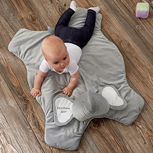 Embroidered Jumbo Plush Elephant Play Mat - Grey - 21045-G