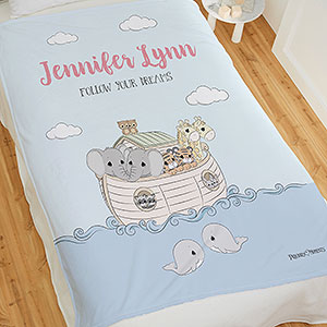 Precious Moments® Noah's Ark Personalized Baby Girl 50x60 Fleece Blanket - 28485-F