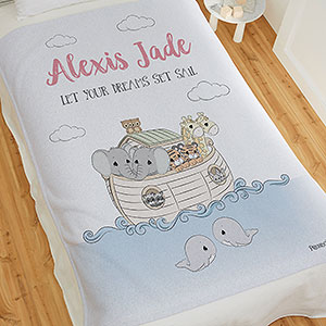 Precious Moments® Noah's Ark Personalized Baby Girl 50x60 Sweatshirt Blanket - 28485-SW