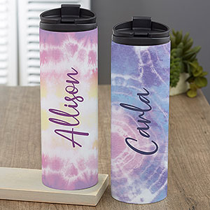 Pastel Tie Dye Personalized 16 oz. Travel Tumbler - 30222