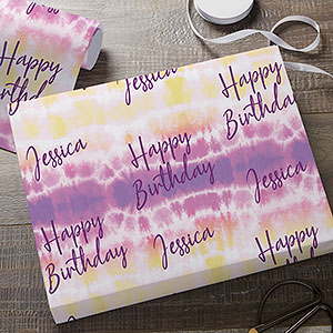 Pastel Tie Dye Personalized Wrapping Paper Roll - 31560