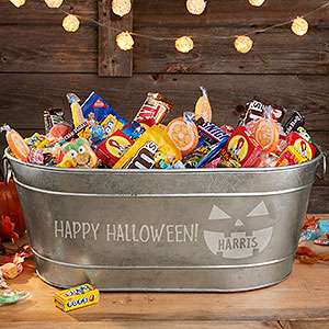 Jack-o'-Lantern Personalized Halloween Candy Tub - 31921