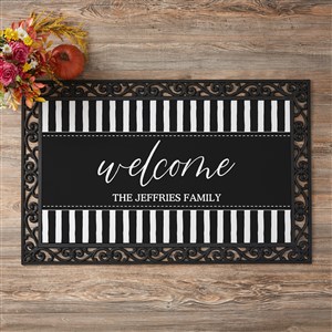 Spellbinding Stripes Personalized Black & White Halloween Doormat- 20x35 - 32044-M