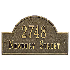 Grand Arch House Address Personalized Aluminum Plaque- Antique Brass - 3400D