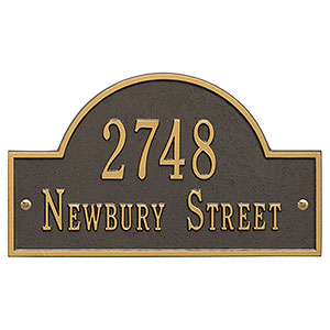 Grand Arch House Address Personalized Aluminum Plaque-Bronze/Gold - 3400D-OG