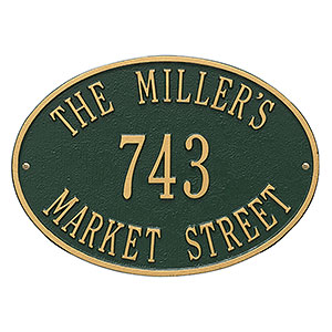 Hawthorne House Address Personalized Aluminum Plaque- Gold/Green - 3402D-GG