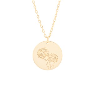 October Birth Flower Marigold Gold Pendant - 35877D