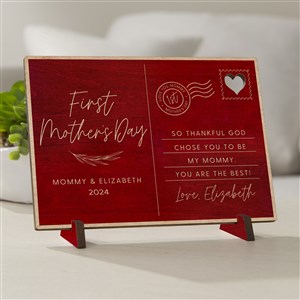 First Mother's Day Love Personalized Wood Postcard-Red - 40006-R