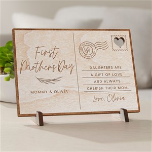 First Mother's Day Love Personalized Wood Postcard- Whitewash - 40006-W