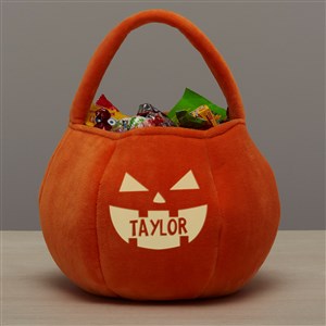 Glow-In-The-Dark Jack-o'-Lantern Personalized Plush Halloween Treat Bag-Orange - 43326-O