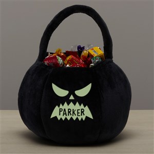 Glow-In-The-Dark Jack-o'-Lantern Personalized Plush Halloween Treat Bag-Black - 43326-B