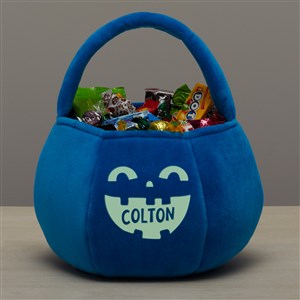 Glow-In-The-Dark Jack-o'-Lantern Personalized Plush Halloween Treat Bag-Blue - 43326-BU