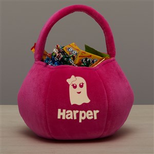 Glow-In-The-Dark Halloween Characters Personalized Plush Treat Bag-Pink - 43334-P