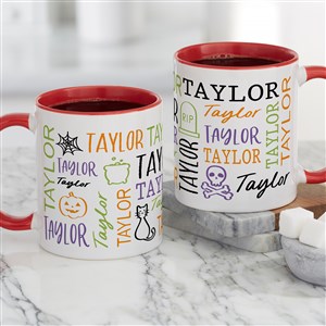 Halloween Repeating Name Personalized Coffee Mug 11 oz.- Red - 48166-R