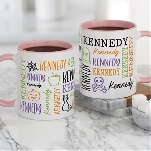 Halloween Repeating Name Personalized Coffee Mug 11 oz.- Pink - 48166-P