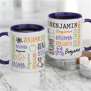 Halloween Repeating Name Personalized Coffee Mug 11 oz.- Blue - 48166-BL