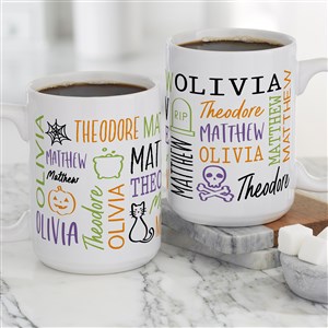 Halloween Repeating Name Personalized Coffee Mug 15 oz.- White - 48166-L