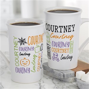 Halloween Repeating Name Personalized Latte Mug 16 oz.- White - 48166-U