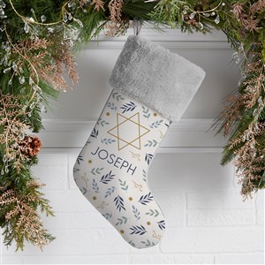 Spirit of Hanukkah Personalized Grey Faux Fur Stockings - 48953-GF