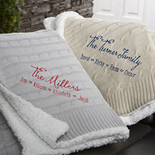 Personalized Cable Knit Throw Blankets - Family Love - 23476