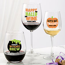 Personalized Halloween Wine Glasses - Let's Get Smashed - 24172