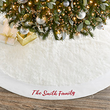 Custom Embroidered Faux Fur Christmas Tree Skirt - 25031